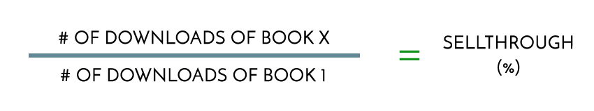 Formula: sellthrough % = No. of downloads of Book X / No. of downloads of Book 1