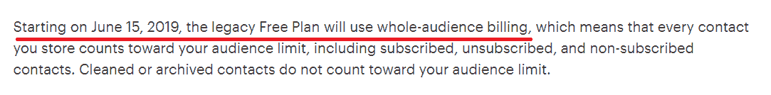 New Mailchimp policy on Free plans